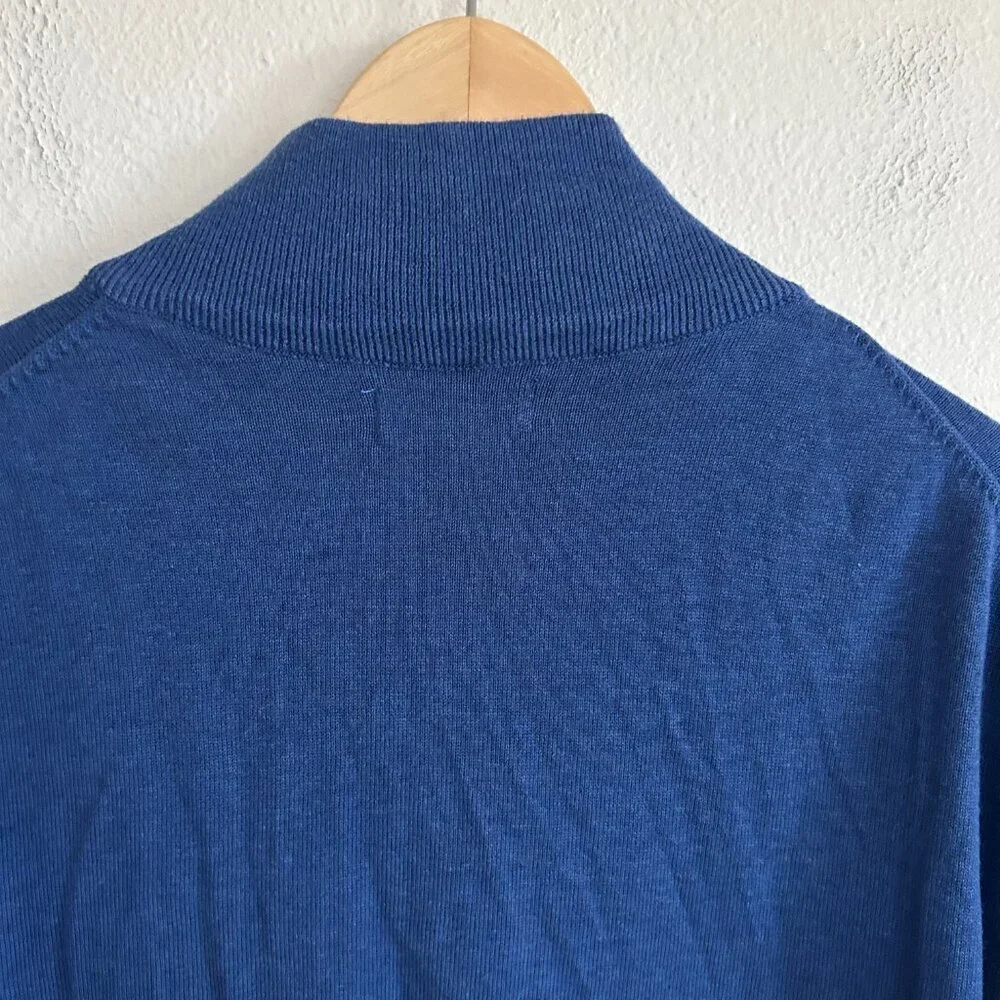 NWT Nautica Sweater Blue 1/4 Zip Cotton Mock Neck Classic Preppy